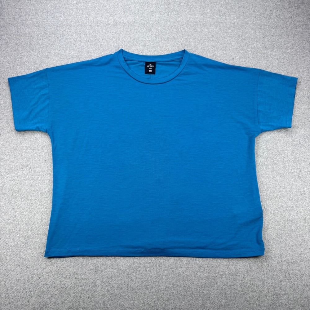 REI Cooperative Cropped Boxy T Shirt‎ Womens S Blue Hiking Athleisure *READ